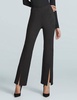 suede split front pant in black