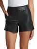 faux leather tailored short in black