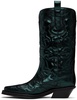 Green Metallic Mid Shaft Embroidered Western Boots