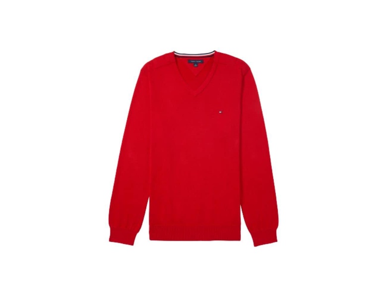 Tommy Hilfiger Men's Adaptive Solid V-Neck Sweater with Magnetic Closure