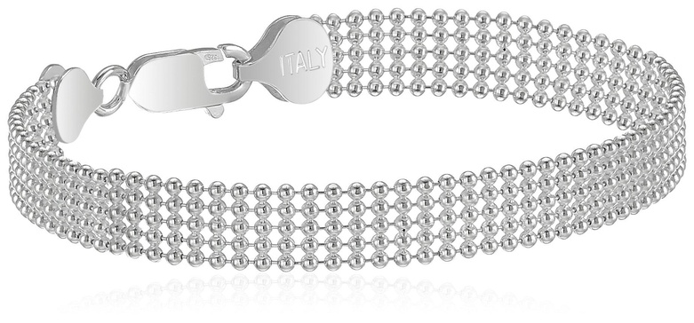 Amazon Essentials Sterling Silver Five-Row Shot Bead Chain Bracelet , (previously Amazon Collection)