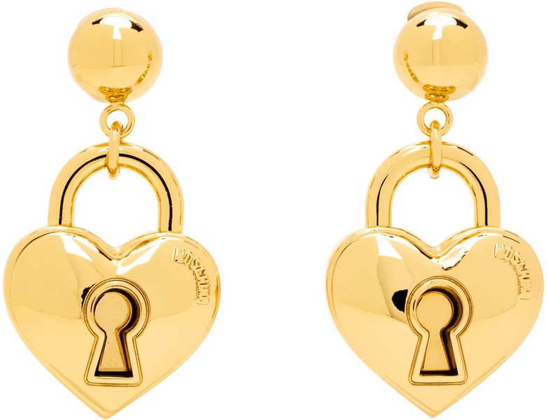 Gold Heart Lock Earrings