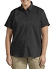 Dickies Women's Plus Size Stretch Poplin Button-Up Short Sleeve Shirt, Black, 2PS