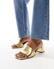 ASOS DESIGN Hundred mid block heeled mules in gold