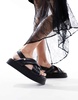 Walk London Geneva Padded Sandals In Black Leather