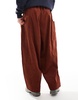 ASOS DESIGN baggy balloon cord pants with side pockets in orange