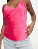 River Island asymmetric satin cami top in pink