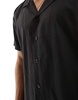 South Beach linen blend beach shirt in black