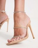 Simmi London Nolan embellished barely there sandals in beige