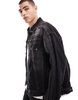 ASOS DESIGN denim jacket with seam details in washed black - part of a set