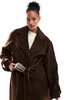 ASOS DESIGN Tall half and half formal coat in mushroom brown