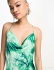 Object strappy midi dress in green abstract print