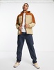 American Stitch color block puffer in cream & brown