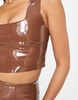 Commando faux leather patent crop top in tan - part of a set