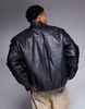 ASOS DESIGN premium real leather bomber jacket in black