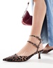 ASOS DESIGN Salsa slingback kitten heeled shoes in leopard