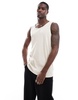 Brave Soul ribbed classic tank in light stone