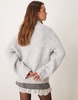 ASOS DESIGN wool blend high v neck sweater in ice gray