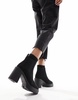 ASOS DESIGN Wide Fit Elma heeled chunky chelsea boots in black