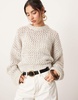 ASOS EDITION knitted open stitch oversized boxy sweater in oatmeal heather