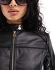 River Island slim fit biker jacket in black