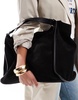 ASOS DESIGN large suede tote bag with leather piping detail in black