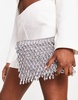 ASOS DESIGN zip top clutch bag in all over beads in silver