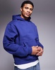 ASOS DESIGN premium heavyweight boxy oversized hoodie 400gsm in blue