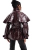 ASOS DESIGN vinyl cape jacket in burgundy