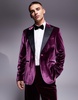 ASOS DESIGN slim velvet tuxedo blazer in burgundy