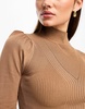 River Island puff sleeve knit top with button detail in camel