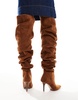 ASOS DESIGN Knock ruched heeled over the knee boots in tan