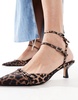 ASOS DESIGN Salsa slingback kitten heeled shoes in leopard