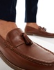 ASOS DESIGN tassel loafers in tan leather with natural sole