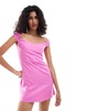 Mango linen mix sweetheart neckline mini dress in pink