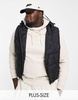 French Connection Plus puffer vest with hood in black