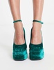 ASOS DESIGN Pistol double platform heeled shoes in teal velvet