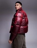 ASOS DESIGN oversized puffer jacket in metallic burgundy