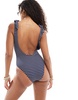 Accessorize stripe tie shoulder swimsuit in navy