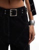 COLLUSION festival belted wide leg skate jeans in black - part of a set