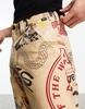 Vans loose carpenter canvas all over print pants in beige