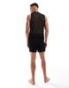 ASOS DESIGN tank and shorts crochet lounge set in black