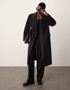 ASOS DESIGN oversized longline wool look pinstripe coat in black