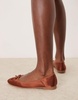 ASOS DESIGN Lullaby bow Ballet flats in brown