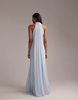 ASOS DESIGN Bridesmaids grecian draped halter maxi dress in light blue