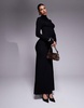 ASOS DESIGN high neck long sleeve with ruching maxi dress in black