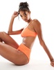 Cotton On high waist cheeky bikini bottoms in orange crinkle