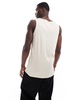 Brave Soul ribbed classic tank in light stone