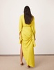 ASOS EDITION satin extreme sleeve maxi dress with ruching in chartreuse