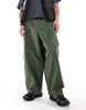 ASOS DESIGN wide balloon fit pants in dark green